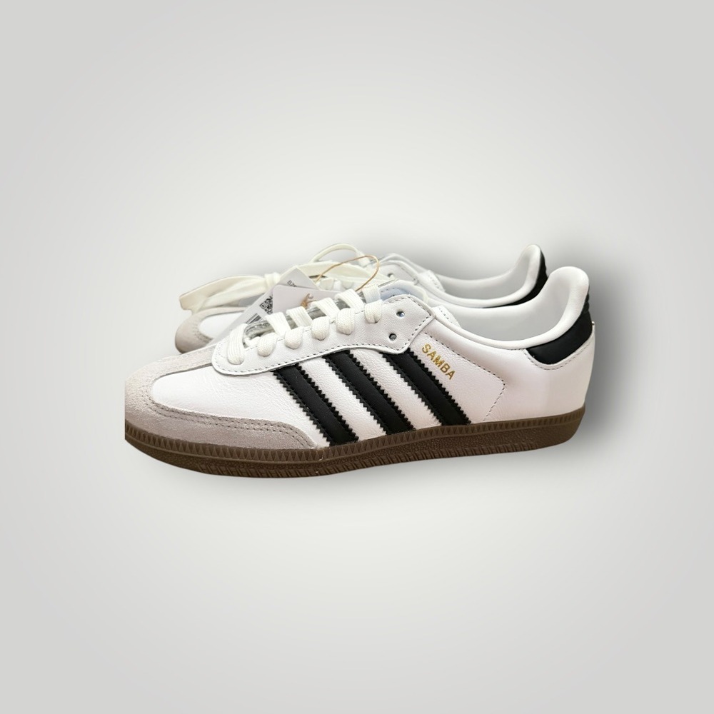 Adidas Samba OG Sneaker Women 5 (fits 6) White Leather Gum Sole Streetwear Retro - Picture 3 of 9
